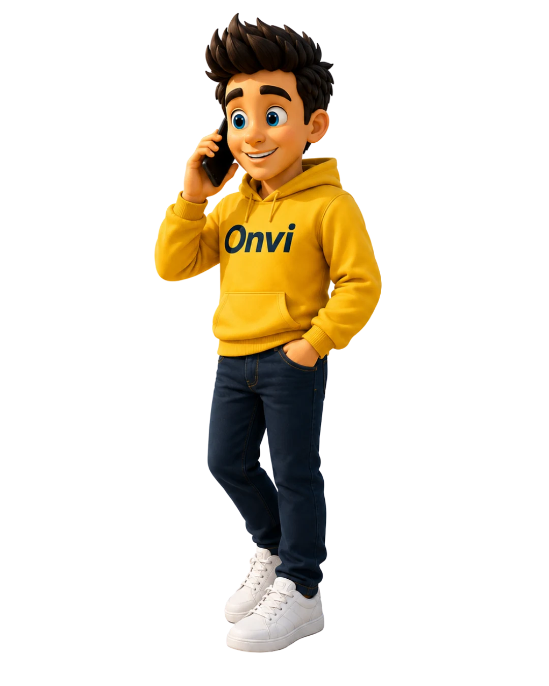 Onvi mascotte met telefoon