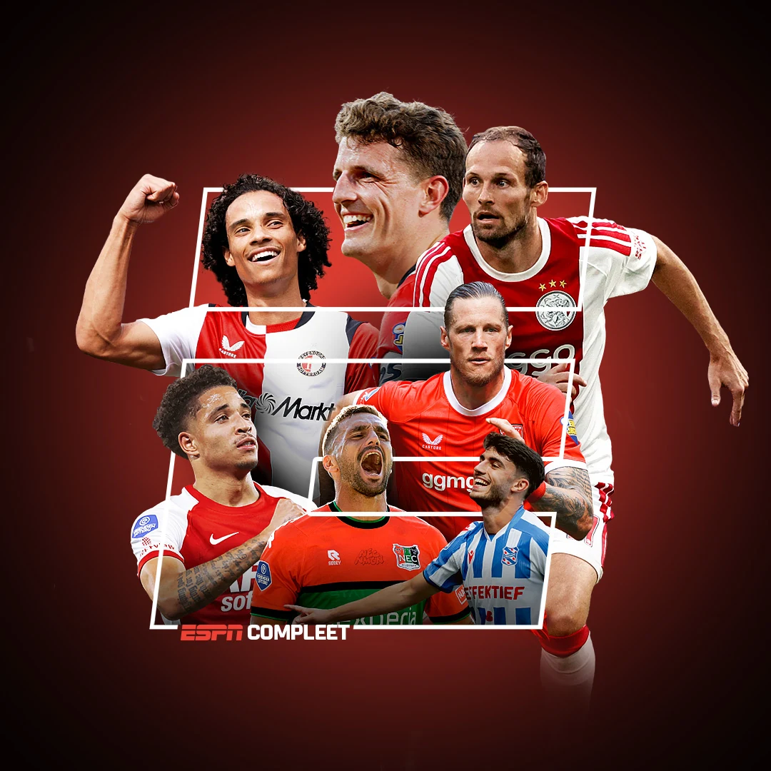 ESPN Compleet pakketvisual met Eredivisie-spelers voor seizoen 2026-2027